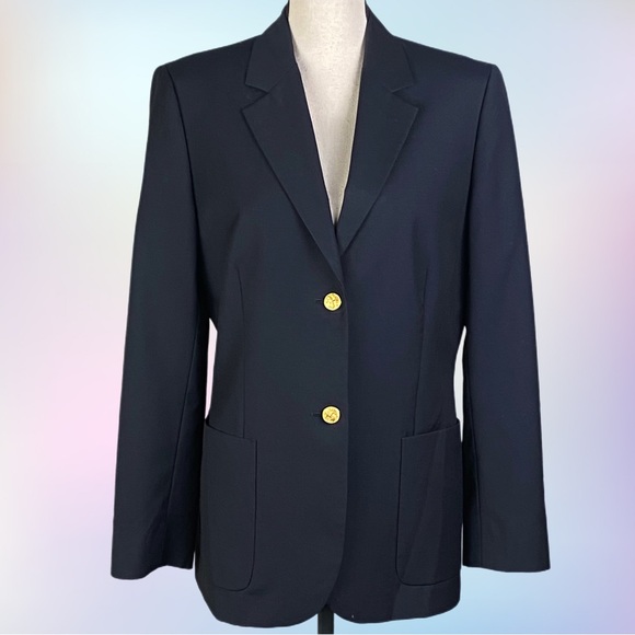 BROOKS BROTHERS 346 black with gold buttons classic blazer in size 10. EUC